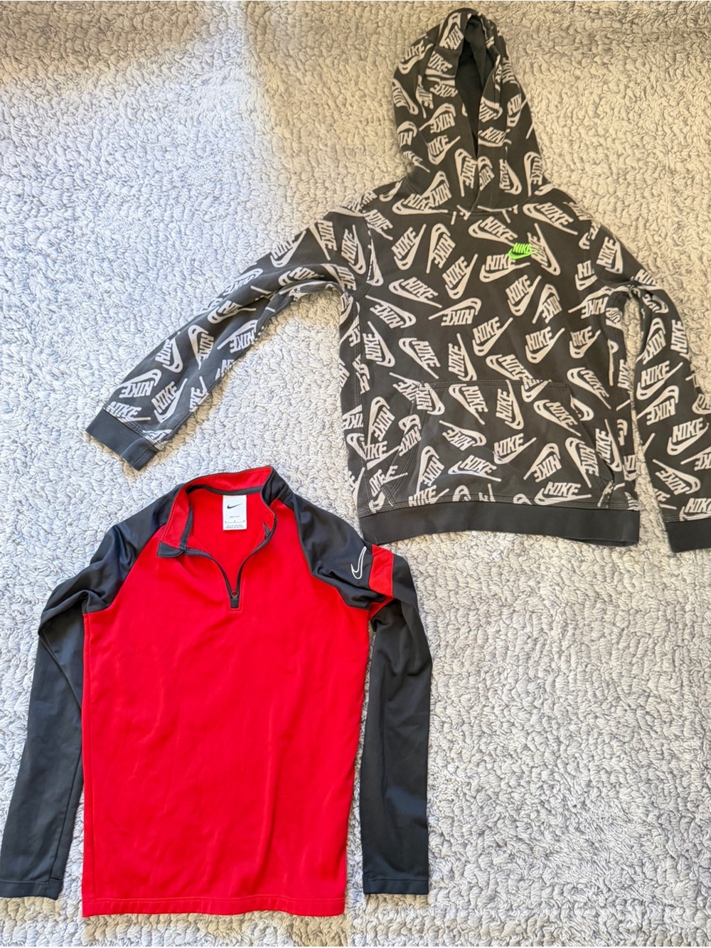 Nike Red & Black Long Sleeve Pullover with Gray Logo Hoodie